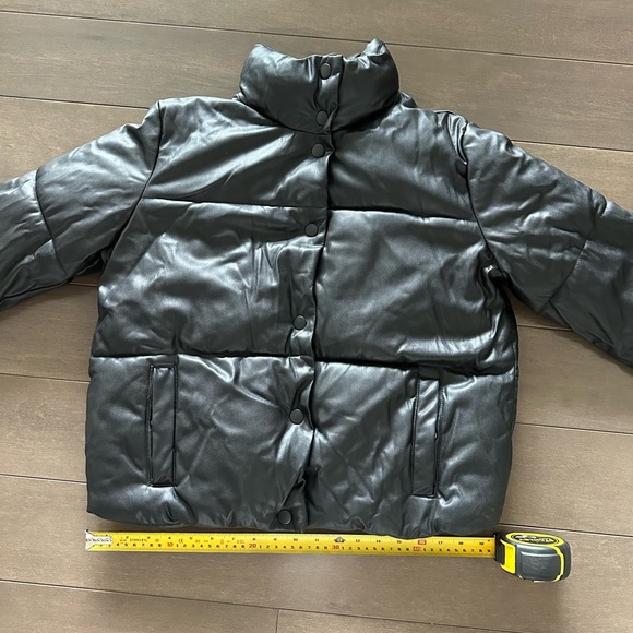 Black Faux Leather Puffer - Picture 4 of 5
